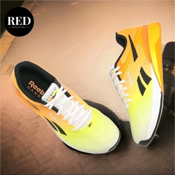 Reebok Nano X5 Chalk Black Electric Amber Training Shoes - Men\'s Size 12.5
